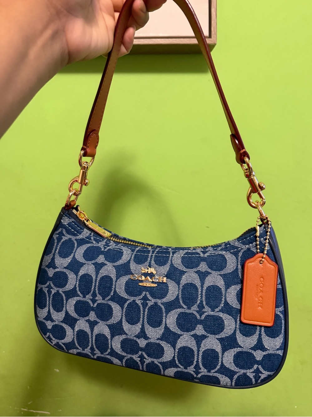 Coach Denim Signature Jacquard Shoulder Bag with Strap - Picture 2 of 8